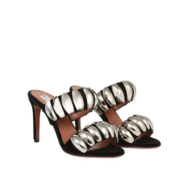 Saboti Alaa Alaa Tribal Velvet Mules Black Femei (BM 19731840) 2