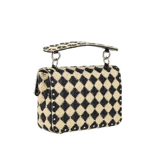 Genti de mana Valentino Garavani Valentino Garavani Raffia Medium Rockstud Spike Handbag Black Femei (BM 19731915) 3