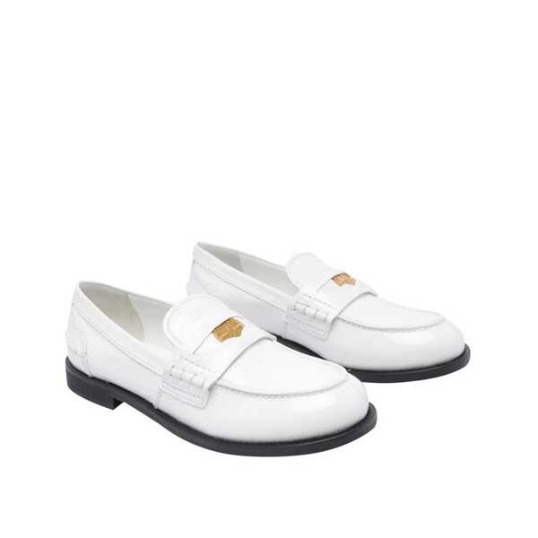 Pantofi fara toc Miu Miu Miu Miu Logo Penny Loafers White Femei (BM 19732242) 2