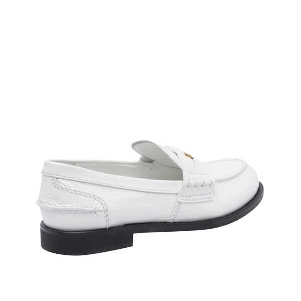 Pantofi fara toc Miu Miu Miu Miu Logo Penny Loafers White Femei (BM 19732242) 3