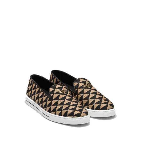 Incaltaminte Prada Prada Embroidered technical fabric slip-on shoes Black Barbati (BM 19732287) 2