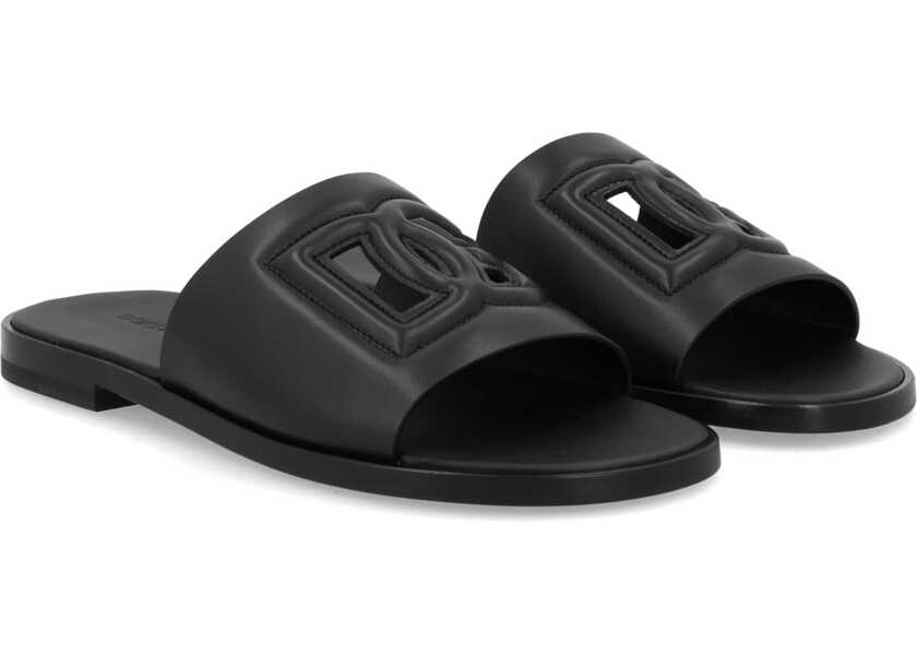 Sandale Dolce & Gabbana Leather Slide With Logo BLACK Barbati (BM 19733939) 2