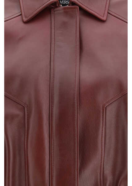 Geci de piele Versace Leather Jacket DARK BURGUNDY Femei (BM 19734407) 3