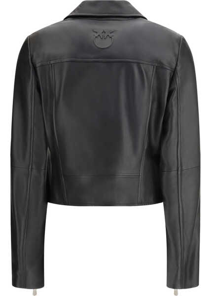 Geci biker Pinko Leather biker Jacket NERO LIMOUSINE Femei (BM 19734590) 2