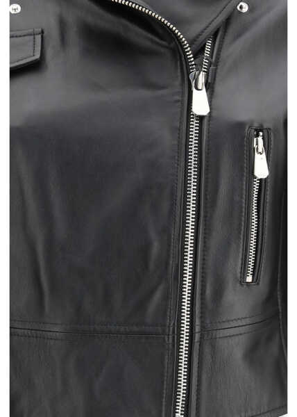 Geci biker Pinko Leather biker Jacket NERO LIMOUSINE Femei (BM 19734590) 3