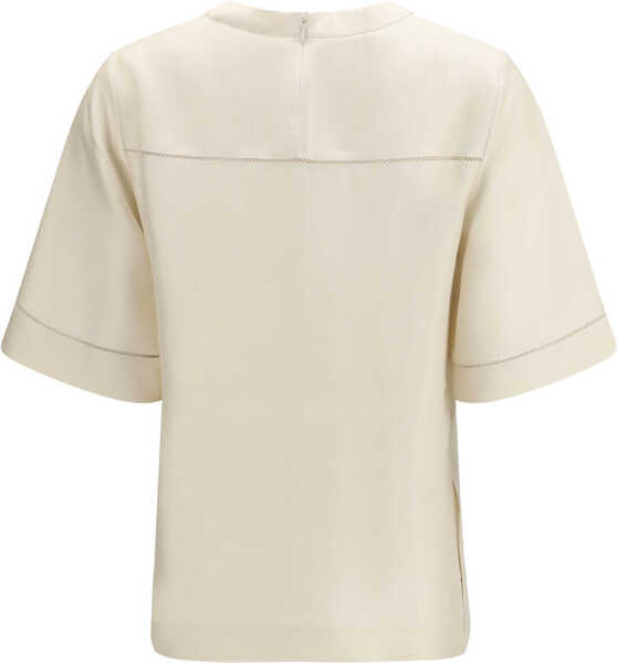 Tricouri LOULOU DE SAISON Havana silk T-shirt IVORY Femei (BM 19734593) 2