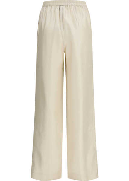 Pantaloni casual LOULOU DE SAISON Lars silk twill Pants IVORY Femei (BM 19734611) 2