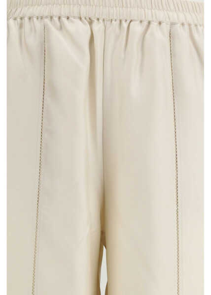 Pantaloni casual LOULOU DE SAISON Lars silk twill Pants IVORY Femei (BM 19734611) 3