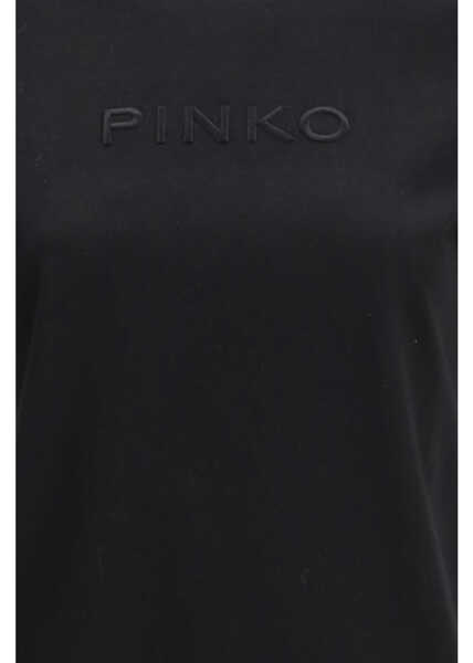 Tricouri Pinko Start T-shirt Jersey Patch NERO LIMOUSINE Femei (BM 19734623) 3