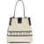 Balmain Release Bucket Bag in canvas and leather NATUREL/NOIR/ BLANC OPTIQUE