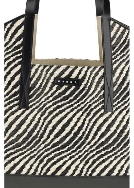 Genti de umar Marni Raffia effect fabric Tote Bag BLACK Femei (BM 19735853) 4