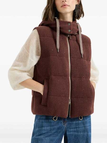 Geci de iarna Brunello Cucinelli Hooded Down Vest MULBERRYBROWN CHIARO Femei (BM 19735880) 4