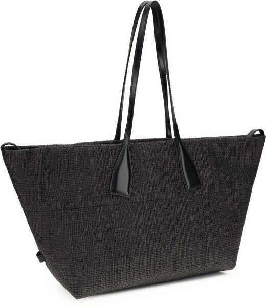 Genti de umar Balmain Track Shoulder Bag in leather and raffia NOIR Femei (BM 19735925) 3