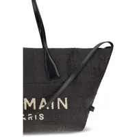 Genti de umar Dama - Genti de umar Balmain Track Shoulder Bag in leather and raffia NOIR Femei (BM 19735925) - B-mall.ro