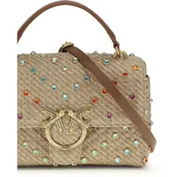 Genti de mana Dama - Genti de mana Pinko Love Lady Puff Mini raffia Handbag BEIGE-GRIGIO FUMO-ANTIQUE GOLD Femei (BM 19735943) - B-mall.ro