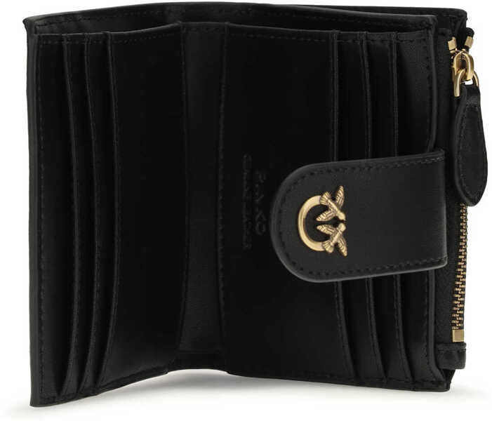 Portofele Pinko Wallet with logo NERO-ANTIQUE GOLD Femei (BM 19735955) 3