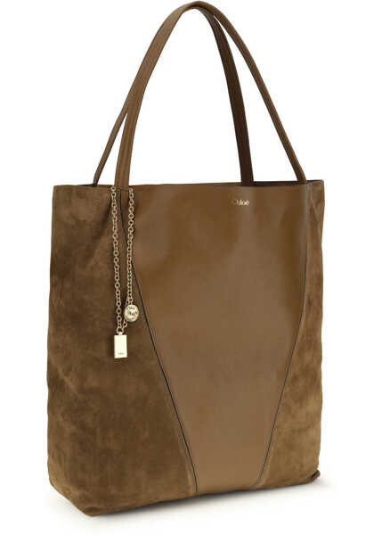 Genti de umar Chloe Spin Tote Bag in grenadine leather and suede DARK KHAKI Femei (BM 19735976) 2