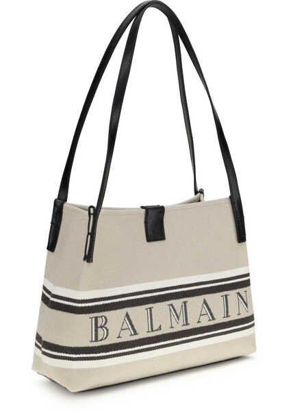 Genti de umar Balmain Canvas Shoulder Bag NATUREL/NOIR/ BLANC OPTIQUE Femei (BM 19735991) 2