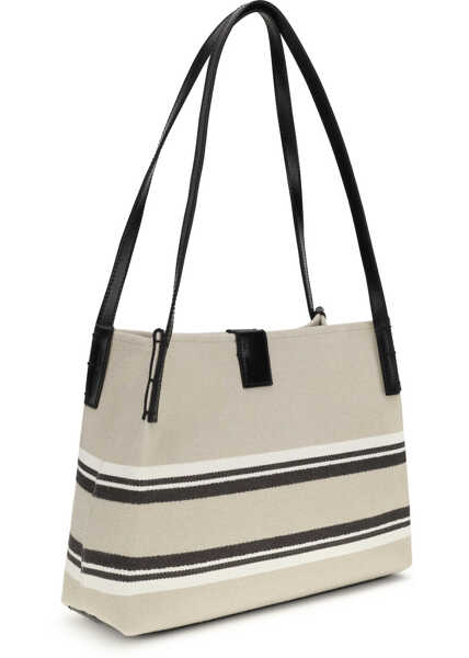 Genti de umar Balmain Canvas Shoulder Bag NATUREL/NOIR/ BLANC OPTIQUE Femei (BM 19735991) 3
