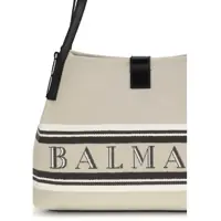 Genti de umar Dama - Genti de umar Balmain Canvas Shoulder Bag NATUREL/NOIR/ BLANC OPTIQUE Femei (BM 19735991) - B-mall.ro
