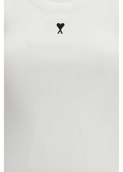 Topuri AMI Paris Ami de Coeur cotton Top BLANC Femei (BM 19736003) 3