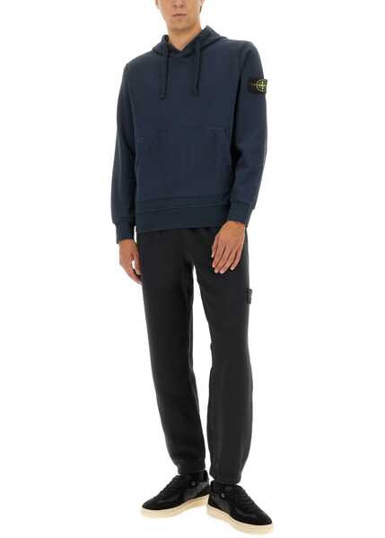 Pulovere casual Stone Island Felpa In Pile Con Cappuccio BLUE Barbati (BM 19736222) 4