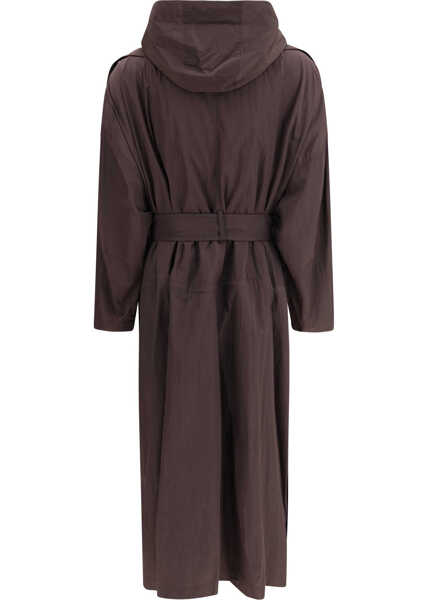 Paltoane Max Mara Oversized Barba Trench Coat in taffeta CAFFE Femei (BM 19736543) 2