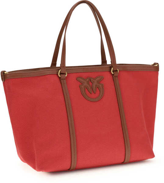 Genti de mana Pinko Miranda Medium Tote Bag ROSSO/CUOIO-ANTIQUE GOLD Femei (BM 19736978) 2