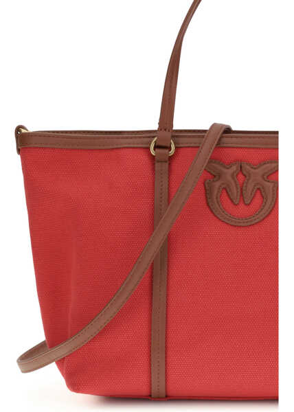 Genti de mana Pinko Miranda Medium Tote Bag ROSSO/CUOIO-ANTIQUE GOLD Femei (BM 19736978) 4