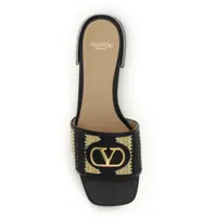 Sandale Dama - Sandale Valentino Garavani VLogo Signature raffia slide Sandals NATURALE-NERO/NERO Femei (BM 19736984) - B-mall.ro