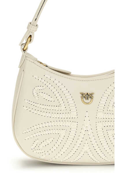 Genti de umar Pinko Half Moon Baby Shoulder Bag BIANCO SETA-ANTIQUE GOLD Femei (BM 19737023) 4