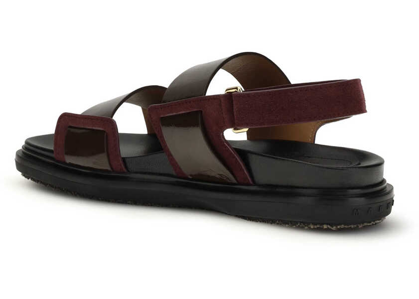Sandale Marni Double-strap Fussbett Sandals DARK BROWN/BORDEAUX Femei (BM 19737026) 3