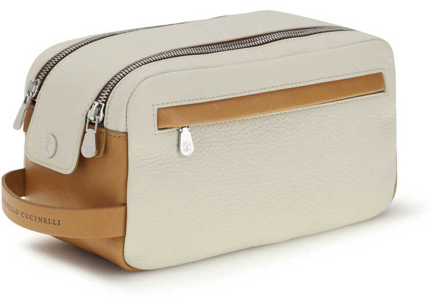 Pulovere casual Brunello Cucinelli Leather Beauty Case GHIACCIONATURALE Barbati (BM 19737032) 3