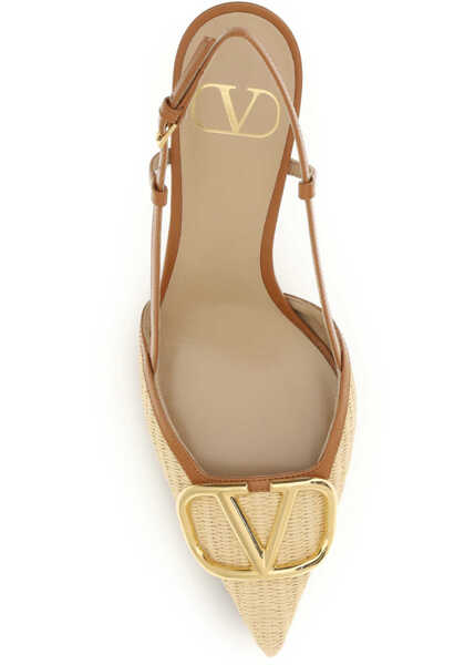 Pantofi cu toc Valentino Garavani VLogo Signature raffia slingback Pumps BEIGE/ROASTED PECAN Femei (BM 19737047) 4