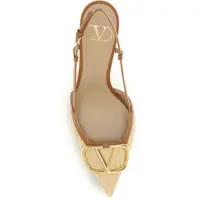 Pantofi cu toc Valentino Garavani Dama - Pantofi cu toc Valentino Garavani VLogo Signature raffia slingback Pumps BEIGE/ROASTED PECAN Femei (BM 19737047) - B-mall.ro