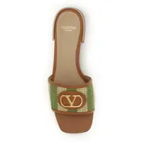 Sandale Dama - Sandale Valentino Garavani VLogo Signature raffia slide Sandals NATURALE-VERDE/ROASTED PECAN Femei (BM 19737062) - B-mall.ro