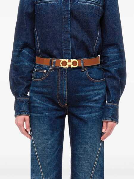 Curele Ferragamo Reversible and adjustable Gancini COGNAC/NERO Femei (BM 19737119) 4