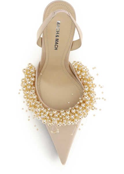 Pantofi cu toc MACH & MACH Slingback Pumps with pearls GOLDEN Femei (BM 19737131) 4