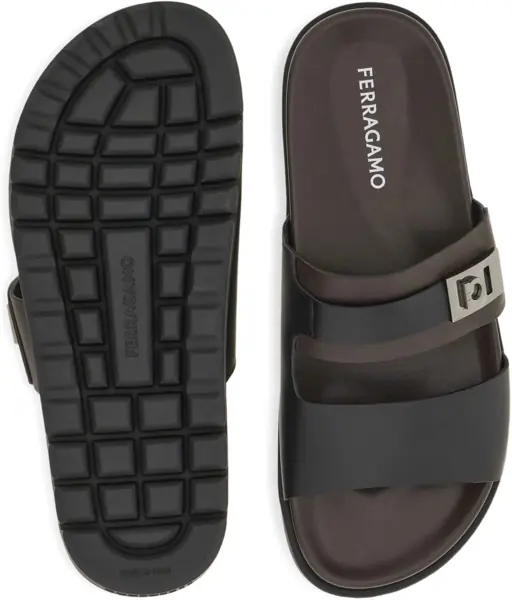 Sandale Ferragamo Double-strap leather Sandals NERO Barbati (BM 19737143) 5