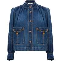 Jachete Denim High Neck Gathered Jacket Femei