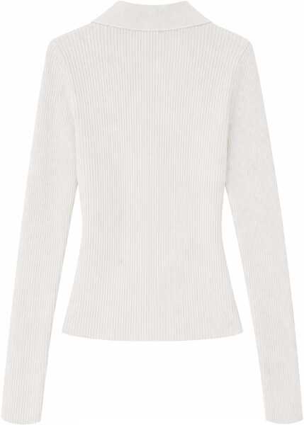 Tricouri Polo Ganni Ribbed Polo Shirt IVORY Femei (BM 19737440) 2