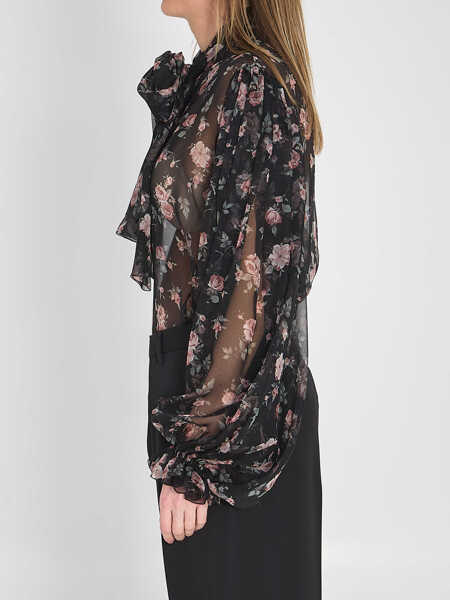 Camasi Dolce & Gabbana Chiffon Top With A Vintage Rose Print BLACK Femei (BM 19737653) 3