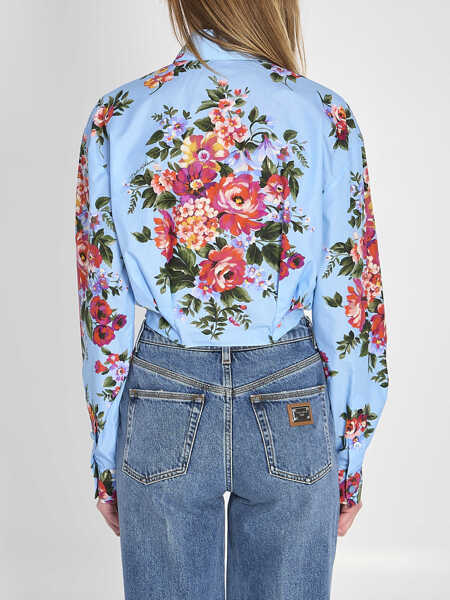 Camasi Dolce & Gabbana Floral Bouquet-Print Cotton Shirt LIGHT BLUE Femei (BM 19737659) 4