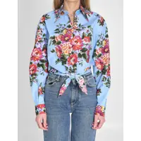 Camasi Floral Bouquet-Print Cotton Shirt Femei