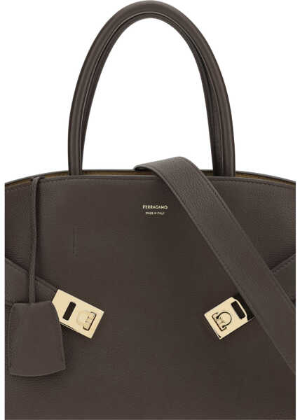 Genti de mana Ferragamo Hug Handbag CASTAGNETO BIC T.MORO/B.OCRA Femei (BM 19737689) 4