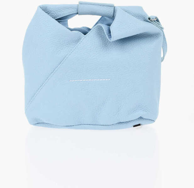 Genti de mana Maison Margiela Mm6 Hammered Leather Handbag Light Blue Femei (BM 19737710) 2
