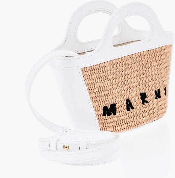 Genti de mana Marni Raffia And Leather Mini Handbag With Strap White Femei (BM 19737716) 3