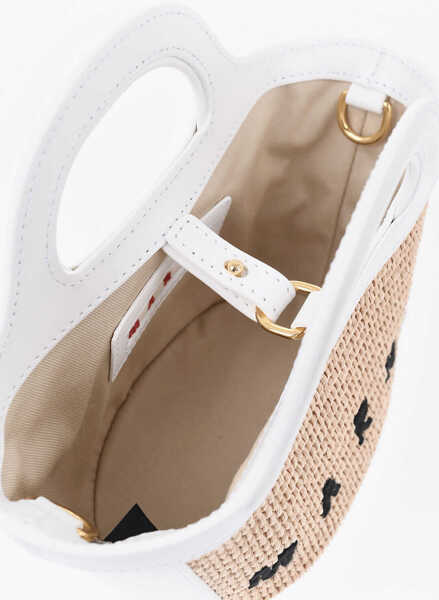 Genti de mana Marni Raffia And Leather Mini Handbag With Strap White Femei (BM 19737716) 4