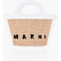 Genti de mana Raffia And Leather Mini Handbag With Strap Femei