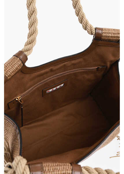 Genti de mana Marni Raffia Handbag With Fringes And Leather Details Beige Femei (BM 19737752) 4
